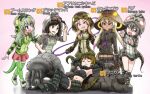  6+girls :d african_rock_python_(kemono_friends) alligator_snapping_turtle_(kemono_friends) arm_at_side armor armored_boots armpits arms_behind_head arms_up black_eyes black_hair black_mamba_(kemono_friends) black_tubetop blonde_hair boomslang_(kemono_friends) boots brown_eyes character_name claw_pose closed_eyes closed_mouth collared_jacket dark_skin dark_skinned_female drawstring elbow_gloves fang full_body gloves green_eyes green_hair grey_hair grin habu_(kemono_friends) haegiwa_gonbee hand_in_pocket hand_on_another&#039;s_shoulder high_collar holding holding_whip hood hood_up hooded_jacket jacket japari_symbol kemono_friends king_cobra_(kemono_friends) leaning_back long_hair long_sleeves looking_at_another microskirt midriff miniskirt multicolored_hair multiple_girls navel necktie open_mouth pleated_skirt pocket purple_eyes purple_hair red_hair short_hair short_sleeves shoulder_armor sitting skirt slit_pupils smile snake_tail standing statue stomach strapless tail thighhighs tsurime tubetop twintails two-tone_hair walking whip yellow_eyes zettai_ryouiki 