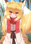  2021 ahoge animal_humanoid blonde_hair blush brown_body brown_fur canid canid_humanoid canine canine_humanoid clothing coat cute_fangs day dipstick_ears dipstick_tail eyebrow_through_hair eyebrows female fluffy fluffy_tail fox_humanoid front_view fur glistening glistening_body glistening_fur glistening_hair grass hair hands_behind_back hi_res horokusa0519 humanoid inner_ear_fluff long_hair long_sleeves looking_at_viewer mammal mammal_humanoid multicolored_ears multicolored_tail open_mouth open_smile outside plant portrait pupils scarf sky slit_pupils smile solo standing three-quarter_portrait tongue topwear translucent translucent_hair tree tuft white_body white_fur yellow_body yellow_eyes yellow_fur 