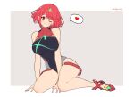  1girl breasts heart highres large_breasts mochimochi_(xseynao) one-piece_swimsuit pyra_(xenoblade) red_eyes red_hair simple_background solo swimsuit white_background xenoblade_chronicles_(series) xenoblade_chronicles_2 