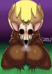  american_mythology anthro big_breasts breasts brown_body brown_fur cobalt_canine female fur huge_breasts indigenous_north_american_mythology moon mythology north_american_mythology nude piercing skull_head solo tongue tongue_out tongue_piercing wendigo 
