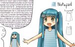  1girl :d bangs banned_artist bare_shoulders blue_hair blunt_bangs blush_stickers brown_eyes diagram eyebrows_visible_through_hair highres long_hair looking_ahead multiple_views notepad-chan notepad_(windows) open_mouth original personification reef sidelocks simple_background smile speech_bubble twintails upper_body v-shaped_eyebrows white_background 