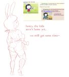  4chan anthro big_breasts bodily_fluids breasts clothed clothing dialogue elinor_rabbit elinor_wonders_why english_text female general_proton hair hi_res humanoid lagomorph legwear leporid looking_at_viewer looking_back looking_back_at_viewer mammal mature_female monochrome partially_clothed pbs_kids_(copyright) rabbit ranger_rabbit requested_sketch simple_background solo sweat text thigh_highs topless underwear undressing 