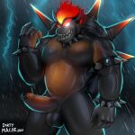  1:1 2021 anthro armband balls beckoning biceps big_penis black_body bowser bracelet claws collar erection fangs finger_claws foreskin front_view fury_bowser genitals gesture glowing glowing_eyes glowing_hair hair hi_res horn jewelry koopa lightning looking_at_viewer mache male mario_bros musclegut muscular muscular_anthro muscular_male nintendo nude open_mouth pecs penis portrait quads raining red_hair scalie sharp_teeth shell smile solo spiked_armband spiked_bracelet spiked_collar spiked_shell spikes spikes_(anatomy) standing teeth three-quarter_portrait triceps uncut video_games 
