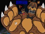 &lt;3 2018 3_toes 4:3 4_fingers ambiguous_gender animatronic anonymous anthro bald barefoot bed bedroom big_feet bodily_fluids bow_tie brown_body brown_ears brown_feet claws close-up clothing dialogue dialogue_box drooling english_text faceless_ambiguous faceless_character feet fingers five_nights_at_freddy&#039;s five_nights_at_freddy&#039;s_4 foot_fetish foot_focus freddles_(fnaf) furniture grey_body grey_sclera grey_skin group half-closed_eyes hat headgear headwear humanoid humanoid_on_anthro inside machine male male/ambiguous mammal micro narrowed_eyes nightmare_freddy_(fnaf) nude on_bed open_mouth orange_eyes pawpads paws robot round_ears saliva sharp_claws sharp_teeth sitting size_difference smashcuenta123 tape taped_to_foot teeth text toe_claws toes top_hat torn_eyelid torn_face ursid video_games 