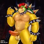  1:1 2021 anthro armband balls beckoning biceps bowser bracelet claws collar erection fangs finger_claws foreskin front_view genitals gesture grin hair hi_res horn jewelry koopa looking_at_viewer mache male mario_bros musclegut muscular muscular_anthro muscular_male nintendo nude pecs penis portrait quads red_eyes red_hair scalie sharp_teeth shell smile solo spiked_armband spiked_bracelet spiked_collar spiked_shell spikes spikes_(anatomy) standing teeth three-quarter_portrait triceps uncut video_games yellow_body 