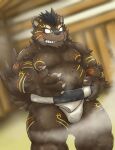  2021 anthro black_hair black_nose brown_body brown_fur fur hair hi_res kemono male mammal moobs musk nipples overweight overweight_anthro overweight_male rockmai3 sengoku_puzzle solo sumo takefurukuma ursid video_games 