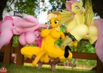  3d_(artwork) animal_genitalia animal_penis anthro anthrofied anus applejack_(mlp) bent_over big_breasts big_butt breasts butt clothing crouching digital_media_(artwork) equid equine equine_penis female fluttershy_(mlp) footwear forsaken_(artist) friendship_is_magic genitals group gynomorph gynomorph/female hanging_breasts hi_res high_heels horse intersex intersex/female mammal my_little_pony nipples outside pegasus penis pinkie_pie_(mlp) pony pussy raised_leg shoes wings 