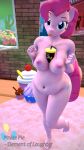  3d_(artwork) 4k 9:16 absurd_res anthro anthrofied between_breasts beverage big_breasts breasts digital_media_(artwork) equid equine female friendship_is_magic hasbro hi_res horse mammal my_little_pony nipples nude pinkie_pie_(mlp) pony slightly_chubby solo steamyart 