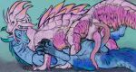  2021 anus blue_body blue_fur blue_scales capcom duo feral feral_on_feral fur genitals leviathan_(mh) lying male male/male male_on_bottom male_on_top mizutsune monster_hunter on_back on_bottom on_top penis pink_body pink_fur pink_scales pur3 scales simple_background tapering_penis teavern video_games 