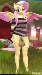  3d_(artwork) 4k 9:16 absurd_res animal_genitalia animal_penis anthro anthrofied crossgender digital_media_(artwork) equid equine equine_penis flower fluttershy_(mlp) friendship_is_magic genitals gynomorph hair hasbro hi_res intersex mammal my_little_pony outside pegasus penis pink_hair plant steamyart wings yellow_body 