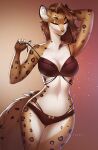  anthro brown_body clothing eyelashes felid feline female leopard leopard_cat leopard_spots lingerie mammal pantherine pinup pinup_pose pose prionailurus shape smile solo spots underwear yasmil 