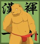  2012 anthro asian_clothing belly brown_body brown_fur bulge clothing east_asian_clothing fundoshi fur japanese_clothing kemono male mammal moobs navel nipples overweight overweight_anthro overweight_male solo underwear ursid y_inuwashi 