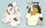  2021 anthro blue_eyes breasts canid canine canis clothed clothing digital_media_(artwork) domestic_dog featureless_breasts female fur lapres mammal smile white_body white_fur 