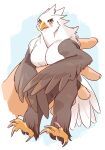  1boshi anthro avian bird blush disembodied_hand male micro muscular muscular_anthro muscular_male talons winged_arms wings yellow_eyes 