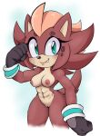  abs anthro areola athletic athletic_anthro athletic_female black_nose blush bodily_fluids breasts brown_body brown_fur brown_spots edit eyelashes fan_character fangs female fur genitals hi_res hilda_the_hyena hildahyena hyaenid looking_at_viewer mammal muscular muscular_female nipples pussy smile smiling_at_viewer solo sonic_the_hedgehog_(series) spots sweat teal_eyes 