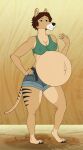  anthro belly big_belly brasslion breasts clothing dasyuromorph female hair laew mammal marsupial pregnant solo thylacine 