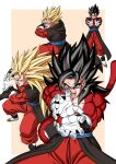  1boy absurdres bare_pecs biceps black_hair dbkenkyuusei dragon_ball dragon_ball_heroes earrings fusion fusion_dance highres jewelry monkey_boy monkey_tail no_nipples pants potara_earrings red_fur red_pants solo spiked_hair super_saiyan super_saiyan_1 super_saiyan_3 super_saiyan_4 tail vegetto vegetto_(xeno) 