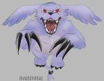  bodily_fluids claws conditional_dnp digimon digimon_(species) fur gazimon hi_res looking_at_viewer male mammal mouth_shot open_mouth purple_body purple_fur red_eyes saliva scar solo teeth wolftacos 
