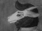  2020 anthro big_eyes black_body black_fur black_hair black_wool bovid caprine charcoal_(artwork) close-up collared_shirt ears_down english_text eyebrows freckles fur grey_background greyscale hair headshot_portrait hi_res horizontal_pupils horn male mammal monochrome neck_tuft pivoted_ears pompadour portrait pupils sad sejantlamb sheep simple_background solo text thick_eyebrows traditional_media_(artwork) tuft white_body white_fur wool_(fur) 