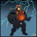  1:1 animated balls big_balls big_penis bowser fury_bowser genitals growth hi_res male mario_bros muscular muscular_male nintendo nipple_piercing nipples penis piercing solo thewilldpink video_games 