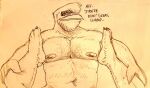  2020 ambiguous_gender anthro areola avian beak beard belly big_pecs bird bodily_fluids body_hair chest_hair claws dialogue duo eyebrows facial_hair first_person_view hairy head_tuft holding_legs leg_grab looking_at_viewer looking_down male mature_male monochrome musclegut muscular navel pecs sex simple_background sketch stork sweat thick_eyebrows tuft xleepy 