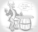  alcohol andromorph anthro antlers beer belly_nipples beverage bottomless cervid cervine clothed clothing drinking hooves horn intersex mammal nicnak044 singing sketch solo 