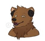  2021 anthro bearphones brown_bear brown_body brown_fur bust_portrait front_view fur grizzly_bear headphones hi_res lunarthunderstorm male mammal neck_tuft open_mouth orange_eyes pogchamp portrait reaction_image simple_background smile solo tuft ursid ursine watermark white_background 