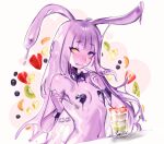  1girl :p @_@ ahoge animal_ears bangs blue_eyes blunt_bangs blush bow bowtie breasts bunny_ears colored_skin finger_to_mouth food fruit glass glint hand_up heart heart_pasties holding holding_spoon ice_cream_spoon kiwi_slice kiwifruit long_hair looking_at_viewer monster_girl navel nude orange orange_slice original pasties pink_hair pink_skin rabbit_girl slime_girl small_breasts solo spoon strawberry terupancake tongue tongue_out upper_body uva_(terupancake) wide-eyed wristband yellow_eyes 