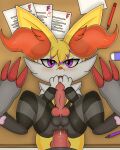  absurd_res anal anal_penetration anthro balls braixen clothing darkbraixen desk digital_media_(artwork) duo erection fur furniture genitals hi_res male male/male male_penetrated male_penetrating male_penetrating_male nintendo open_mouth penetration pok&eacute;mon pok&eacute;mon_(species) sex student teacher teacher_and_student video_games zoroark 