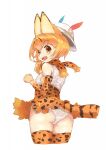  animal_humanoid bottomwear clothing felid felid_humanoid feline feline_humanoid female hair hat headgear headwear hi_res humanoid kemono_friends legwear looking_at_viewer looking_back mammal mammal_humanoid open_mouth orange_eyes orange_hair panties serval-chan serval_humanoid shirt simple_background skirt solo thigh_highs topwear underwear visark 