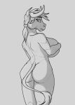  2020 akweer anthro big_breasts bovid bovine braided_hair breasts butt cattle female hair horn invalid_tag looking_at_viewer looking_back mammal nude shaded simple_background white_background 