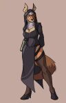  2020 akweer breasts brown_body brown_nose canid canine clothed clothing female footwear fox green_eyes hands_behind_back high_heels legwear long_tail mammal nun orange_body roxanne_(spikedmauler) shaded shoes simple_background stockings yellow_body 