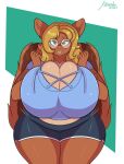  anthro big_breasts breasts clothing eyewear female fur glasses hair huge_breasts jwinkz mammal rodent sciurid solo 