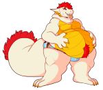  alpha_channel clothing donitkitt dragon hair male overweight overweight_male red_hair simple_background sweat tongue tongue_out transparent_background underwear 