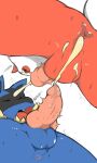  3:5 after_sex anthro anus balls bodily_fluids butt cinderace cum duo erection genital_fluids genitals hi_res knot low-angle_view lucario male male/male nintendo orgasm penis pok&eacute;mon pok&eacute;mon_(species) saljidark video_games 