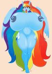  anthro big_breasts bodily_fluids breasts equid equine female friendship_is_magic genitals hair hasbro huge_breasts huge_hair hyper hyper_breasts mammal multicolored_hair my_little_pony nipples nude pegasus pussy rainbow_dash_(mlp) rainbow_hair saliva solo tatemil thick_thighs tongue tongue_out wings 