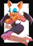  2021 anthro big_breasts breasts chiropteran clothing female hi_res looking_at_viewer mammal membrane_(anatomy) membranous_wings nipples oughta rouge_the_bat solo sonic_the_hedgehog_(series) wings 