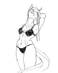  2021 akweer anthro bikini bottomwear breasts clothed clothing digital_drawing_(artwork) digital_media_(artwork) equid equine female hair half_lidded_eyes hand_on_head horse looking_at_viewer looking_down mammal monochrome navel simple_background sketch skimpy solo swimwear thick_thighs topwear white_background 