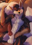  animal_genitalia animal_penis anthro balls canid canine canine_penis erection fluffy fluffy_tail fox genitals hi_res kinsheph knot male mammal mercury mercury_(flamemist) mercury_(mercuryf0x) penis pinup pose solo 