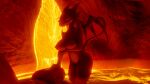  16:9 3d_background anthro arm_under_breasts bedroom_eyes big_breasts breasts cave convenient_censorship demon female half-closed_eyes horn lava lava_waterfall leondraw looking_at_viewer lucia_(satina) mammal narrowed_eyes nipples nude red_body red_skin satina_wants_a_glass_of_water seductive smile solo standing thick_thighs waiting wide_hips widescreen wings yellow_eyes yellow_sclera 