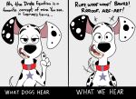  101_dalmatian_street 101_dalmatians 3_fingers absurd_res barking canid canine canis collar dalmatian disney domestic_dog dylan_(101_dalmatians) english_text felris fingers hi_res male mammal solo split_screen star tailwag teeth text tongue 