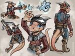  ambiguous_gender anthro blep blue_eyes crossbow digitigrade eyewear gas_mask goggles kobold magic_user mask multiple_poses pose ranged_weapon scalie solo steampunk tail_pouch tamlin123 tongue tongue_out weapon 