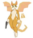  anthro breasts chiropteran dust:_an_elysian_tail featureless_breasts featureless_crotch female fidget fur goonie-san green_eyes gun handgun hi_res imp looking_at_viewer mammal nimbat pistol ranged_weapon smile smiling_at_viewer solo text threatening video_games weapon wings 