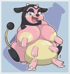  anthro areola bedroom_eyes big_breasts big_nipples blue_eyes blush bodily_fluids bovid bovine breasts female hand_on_breast hi_res horn huge_breasts lactating long_nipples looking_at_viewer mammal miltank narrowed_eyes nintendo nipples nude open_mouth overweight overweight_anthro overweight_female pink_body pok&eacute;mon pok&eacute;mon_(species) seductive simple_background sitting solo teats thisnameistaken udders video_games wide_hips yellow_areola 
