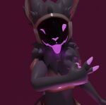  anthro blep breasts cavanproto female humanoid looking_at_viewer machine peace_symbol protogen scoria solo tongue tongue_out 