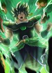  1boy absurdres black_hair broly broly_(dragon_ball_super) dragon_ball dragon_ball_super hands_up highres huge_filesize looking_down medium_hair muscular open_mouth scar tachibana_yuu_(shika) teeth yellow_eyes 