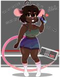  &lt;3 absurd_res anthro beauty_mark clothing controller eyewear female footwear game_controller glasses gwen_(joaoppereiraus) hair hi_res mammal mouse murid murine nintendo nintendo_controller nintendo_entertainment_system rodent socks solo video_games wireless_shiba 