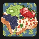  apple blueberry bread bread_slice food food_focus fruit highres kiwi_slice kiwifruit le_delicatessen leaf no_humans original simple_background sparkle strawberry 