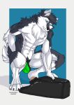  abs absurd_res anthro bulge canid canine canis clothing domestic_dog hi_res husky jockstrap male mammal muscular muscular_anthro muscular_male navel nipples nordic_sled_dog penetrable_sex_toy pocket_pussies sex_toy solo spitz underwear 