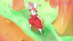  16:9 anthro breasts clothing female forest hi_res lagomorph leporid mammal mezzoh plant rabbit red_clothing rizzy_(mezzoh) skinny tree widescreen 